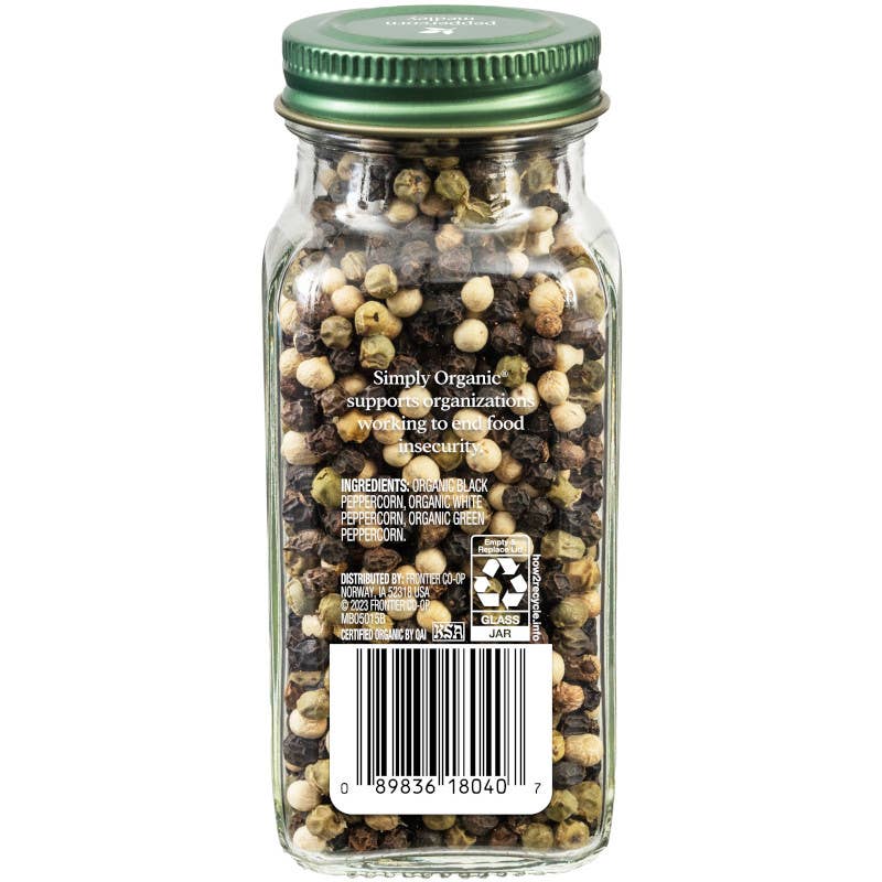 Whole Peppercorn Medley, Certified Organic, Kosher 2.93 Oz