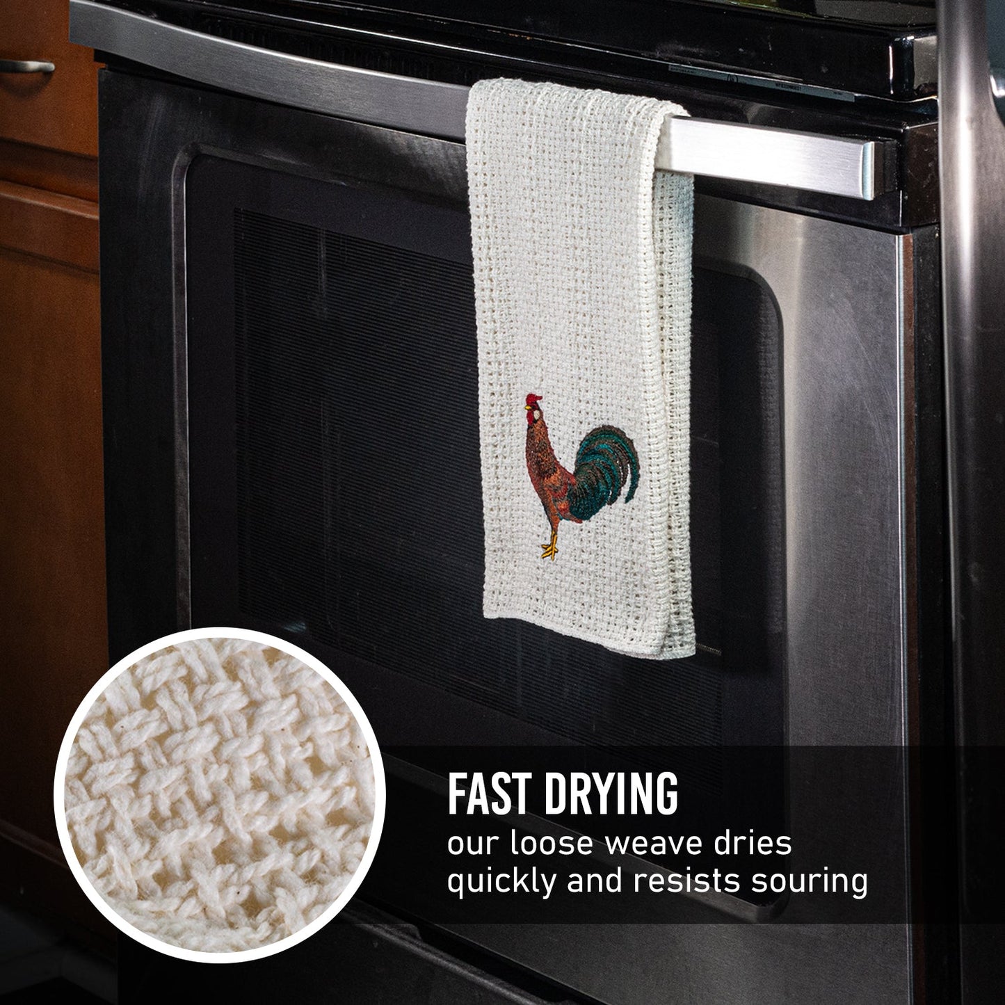 100% Cotton Novelty Embroidered Kitchen Towels 24" x 15"