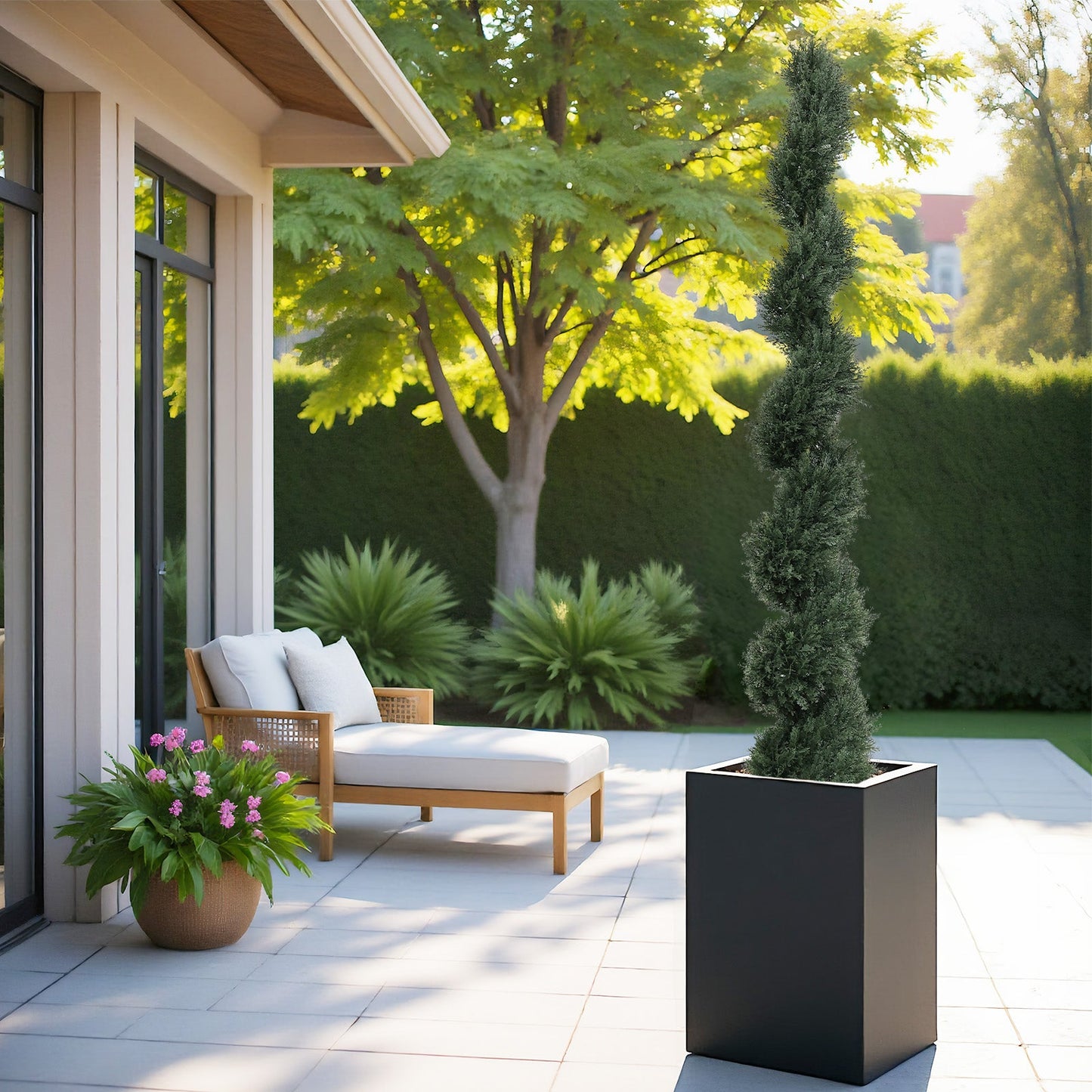 6ft Spiral-Shaped Potted Cedar Tree - 2pcs Artificial Evergreen Set