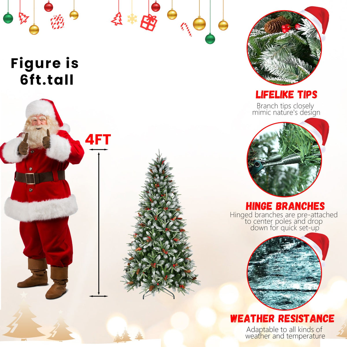 6FT Christmas Tree with 1593 Tips
