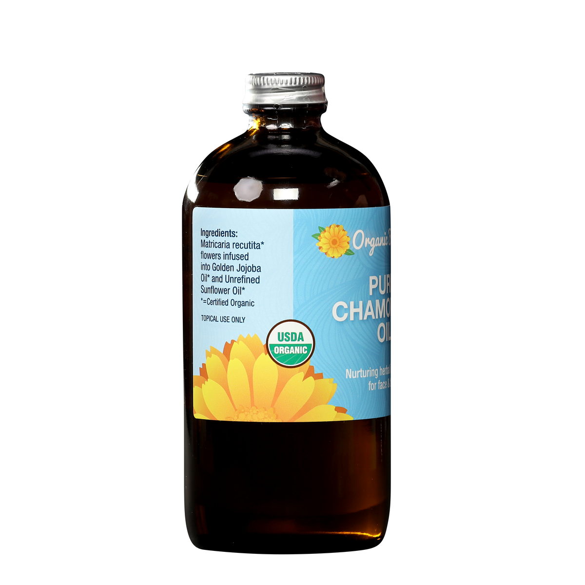Pure Chamomile Infused Oil – Certified Organic Herbal Oil for Sensitive Skin, Eczema & More