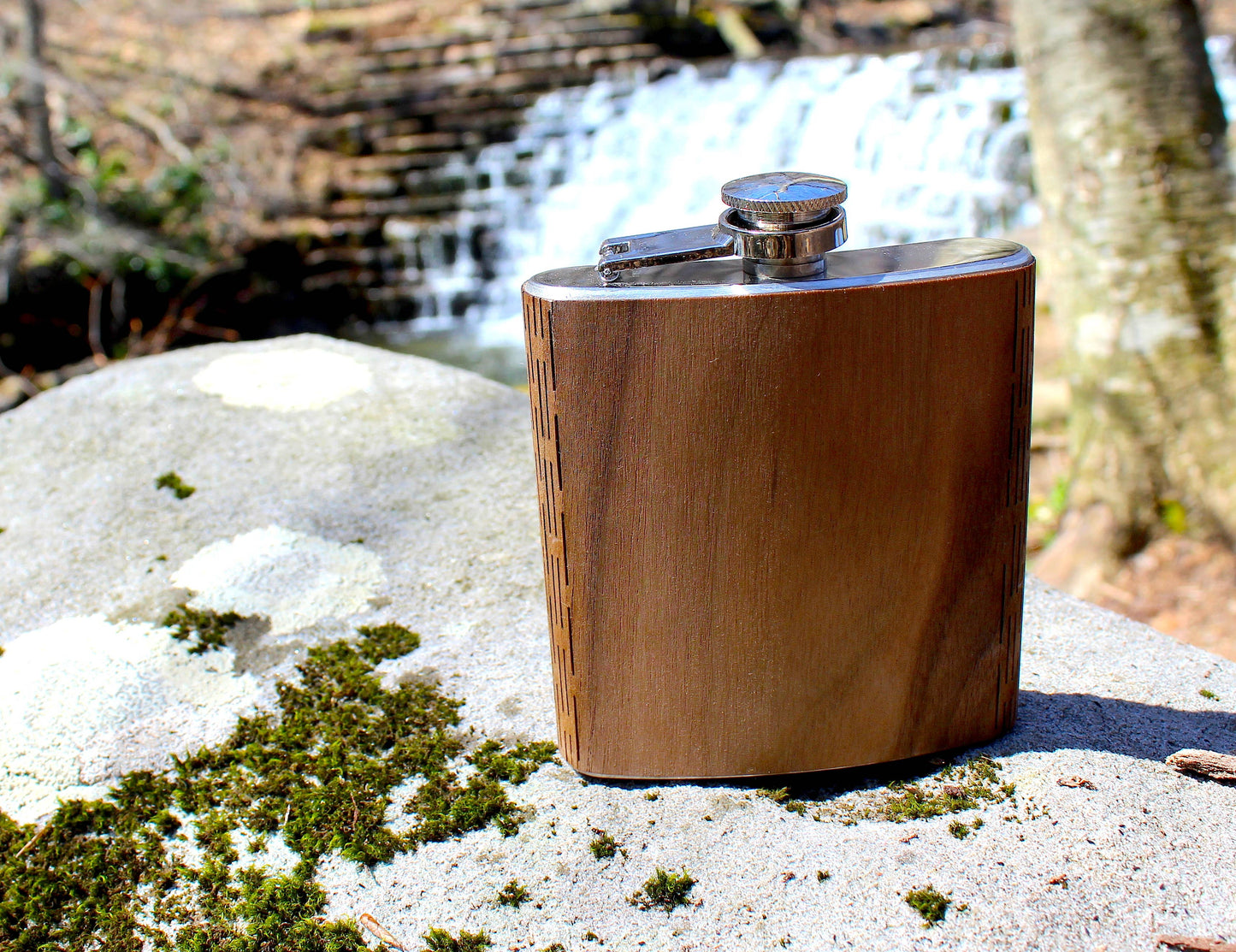 6 oz. Wooden Hip Flask – Real Wood Wrapped Stainless Steel Flask, Handcrafted in the USA