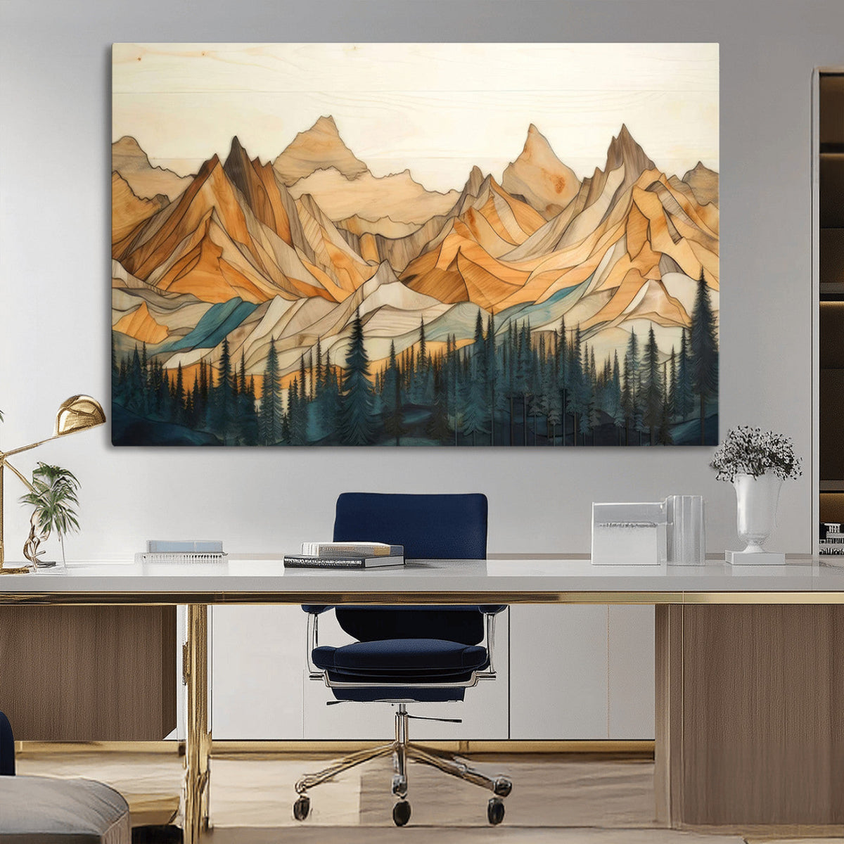 Rustic Wood Mountain Wall Art Print | Triptych Giclee Print