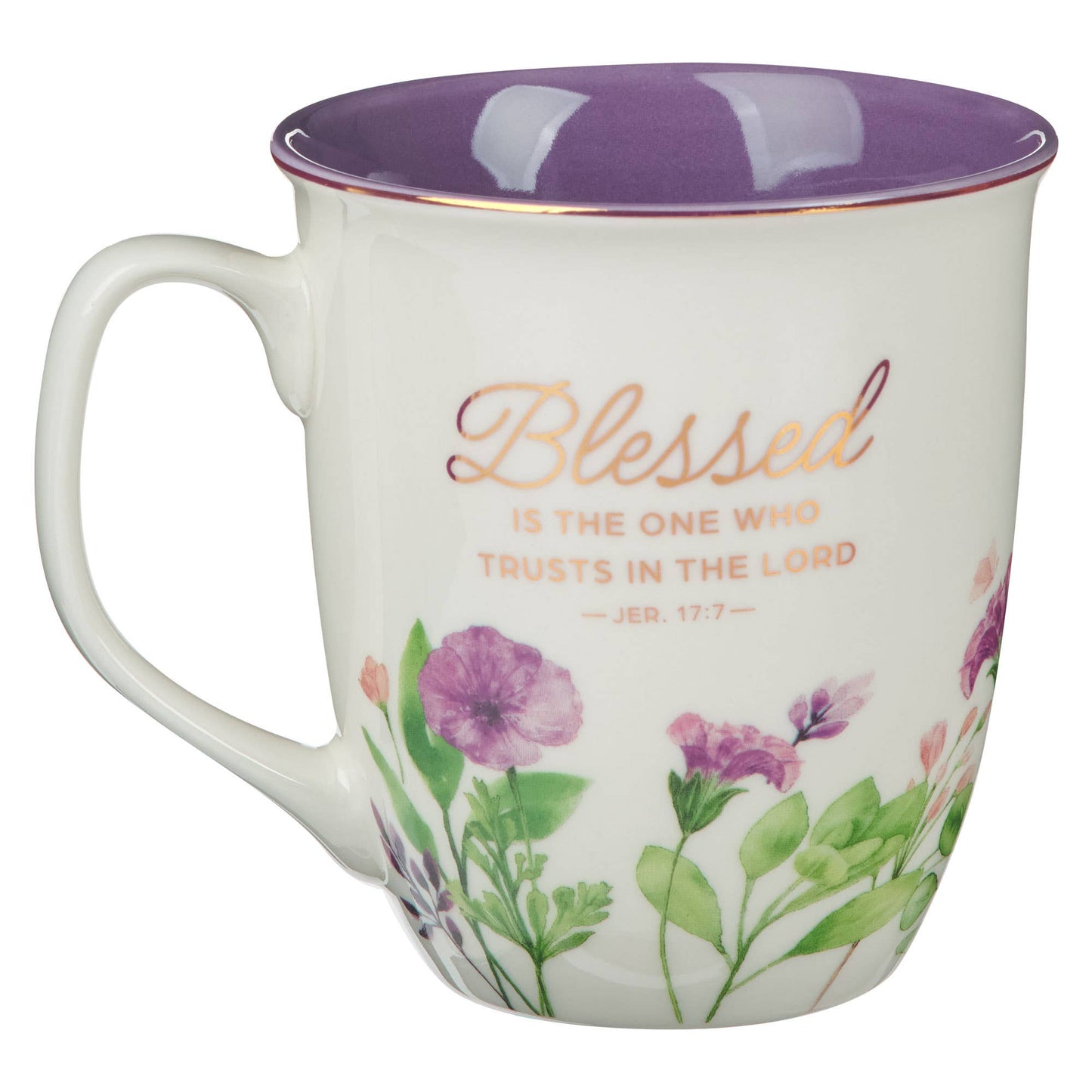 Mug Purple Floral Blessed Jer. 17:7