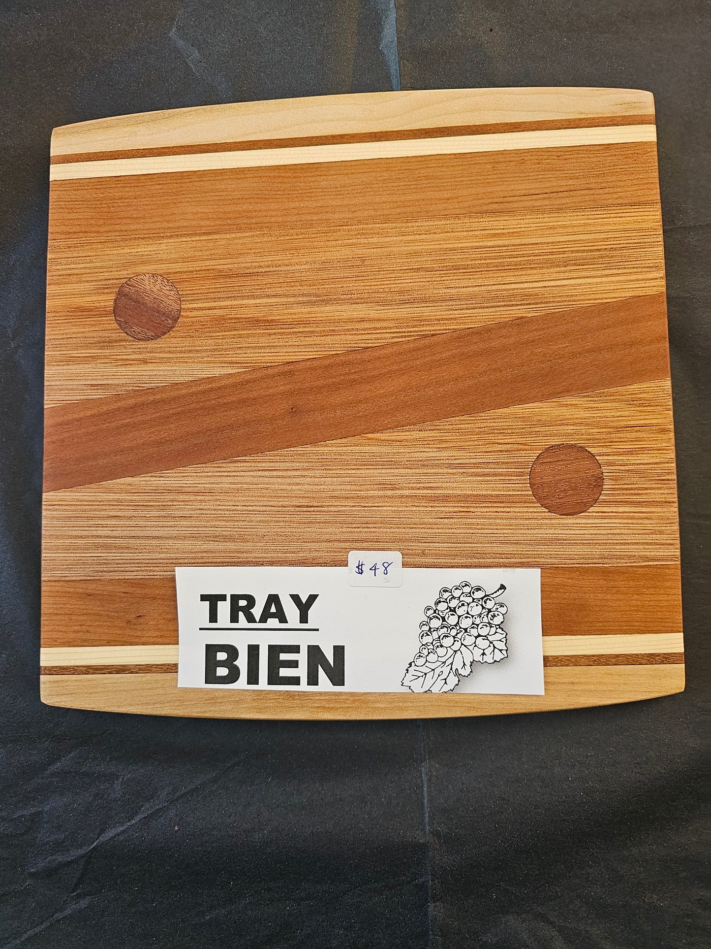 Tray Bien Serving Tray with Dots, Stripes and Patterns in Various Woods