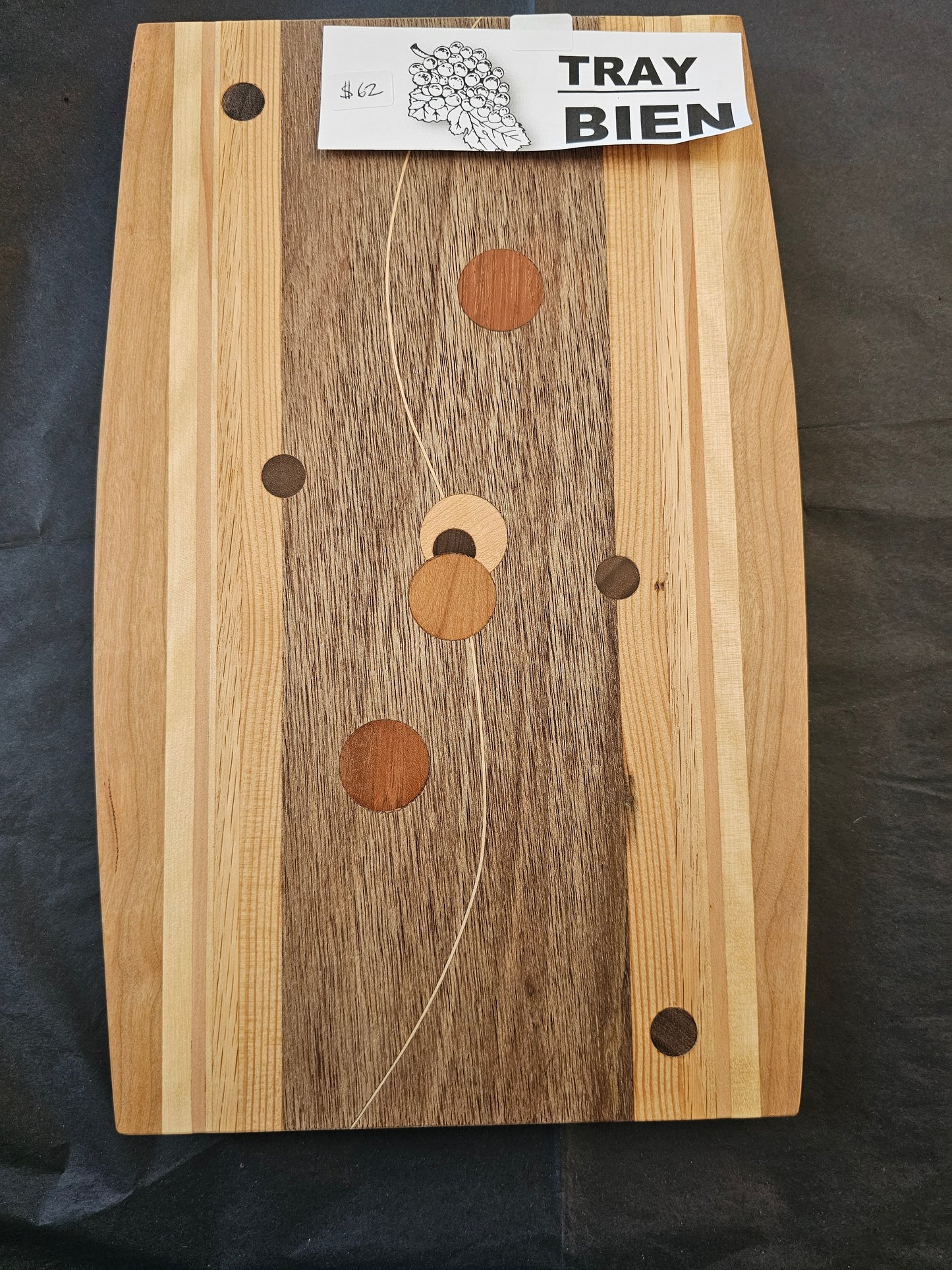 Tray Bien Serving Tray with Dots, Stripes and Patterns in Various Woods