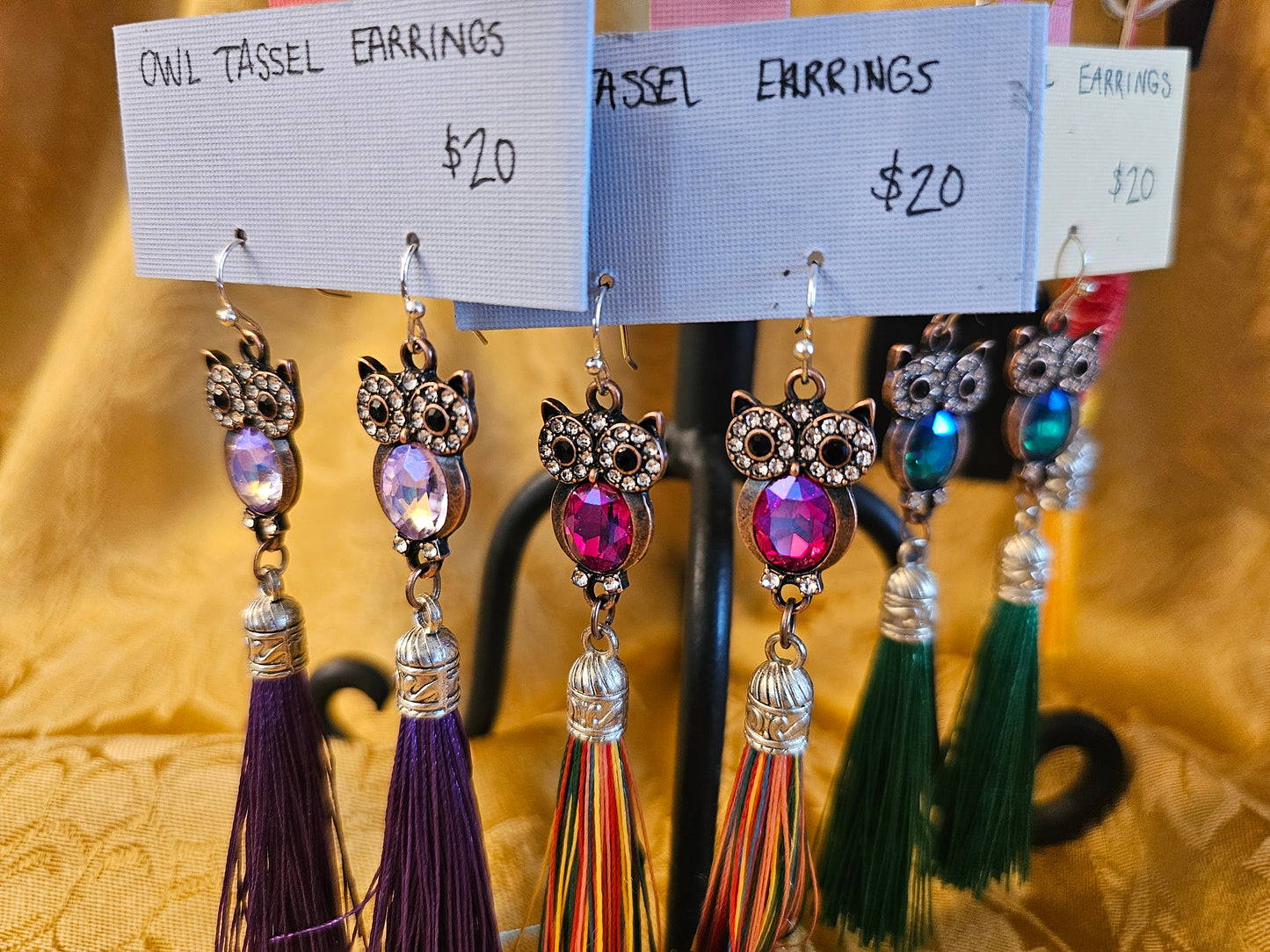 Handmade Owl Tassel Earrings