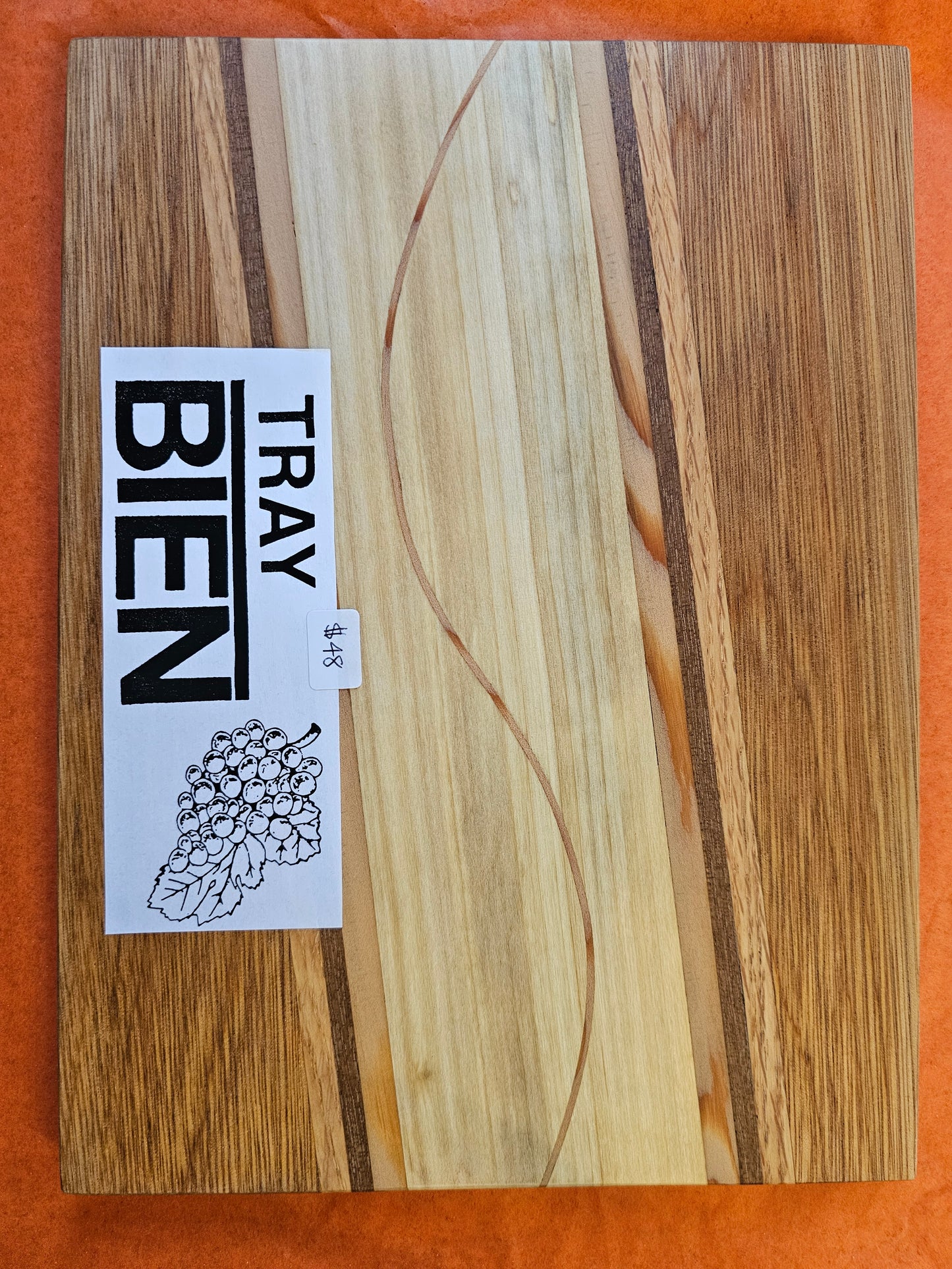 Tray Bien Serving Tray with Dots, Stripes and Patterns in Various Woods