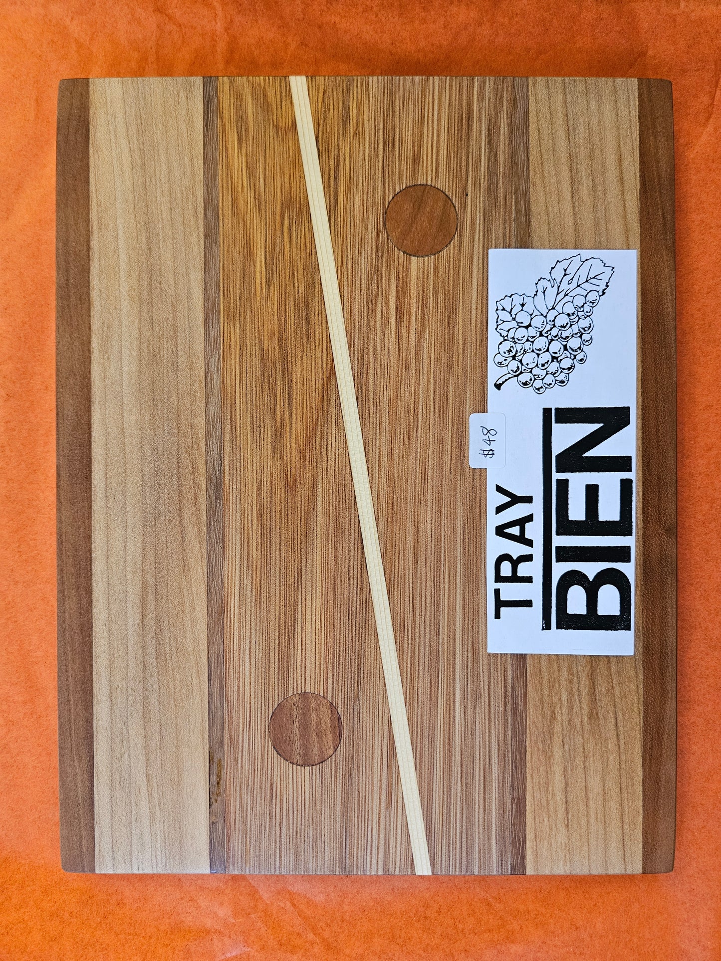 Tray Bien Serving Tray with Dots, Stripes and Patterns in Various Woods