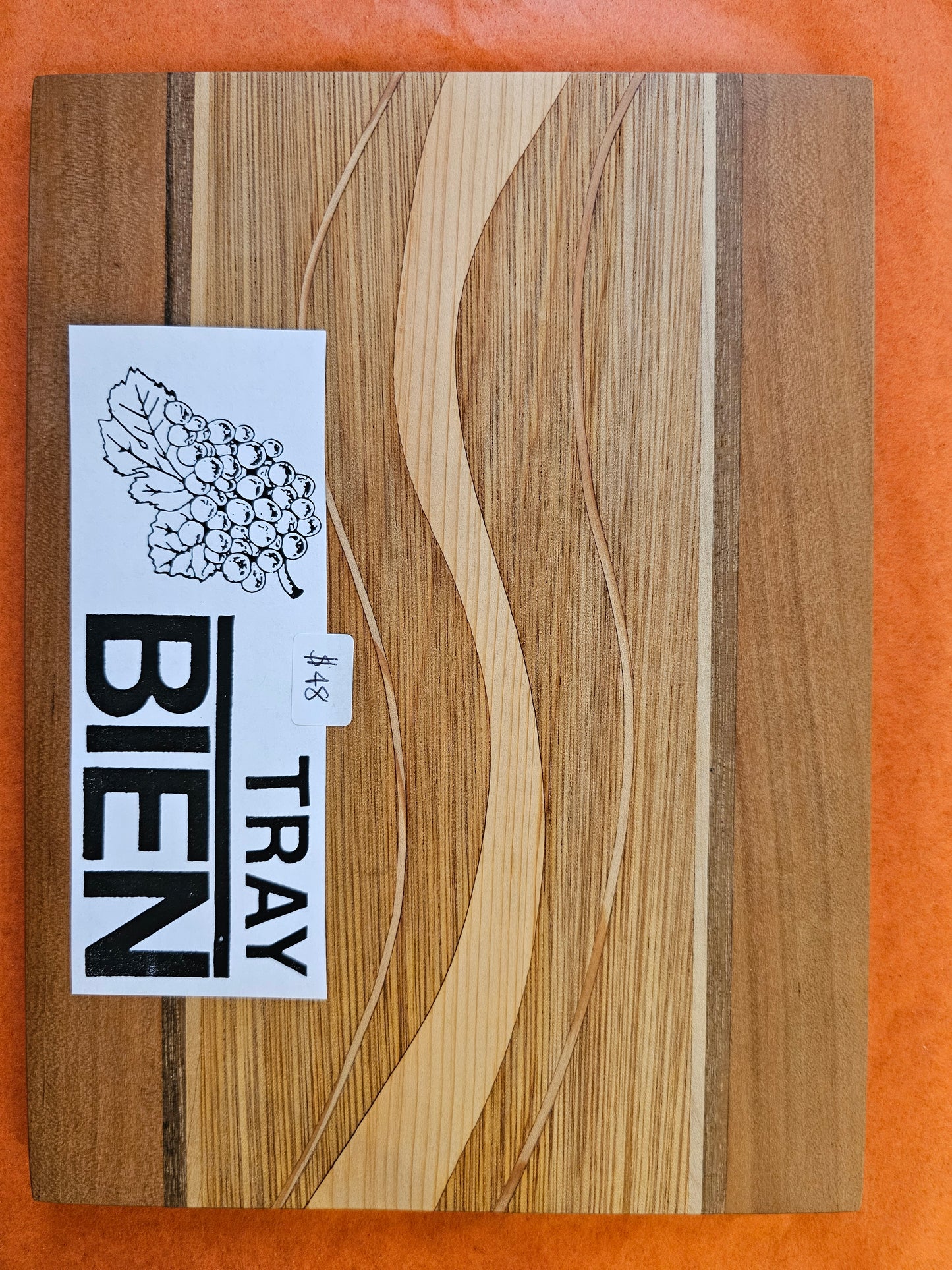 Tray Bien Serving Tray with Dots, Stripes and Patterns in Various Woods