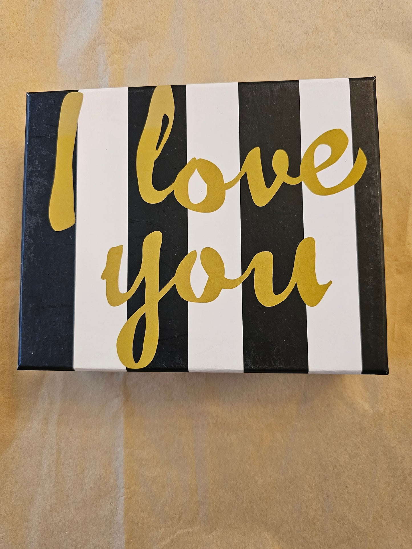 Tray Chic Trinket Box I Love You Black & White Stripe Ceramic