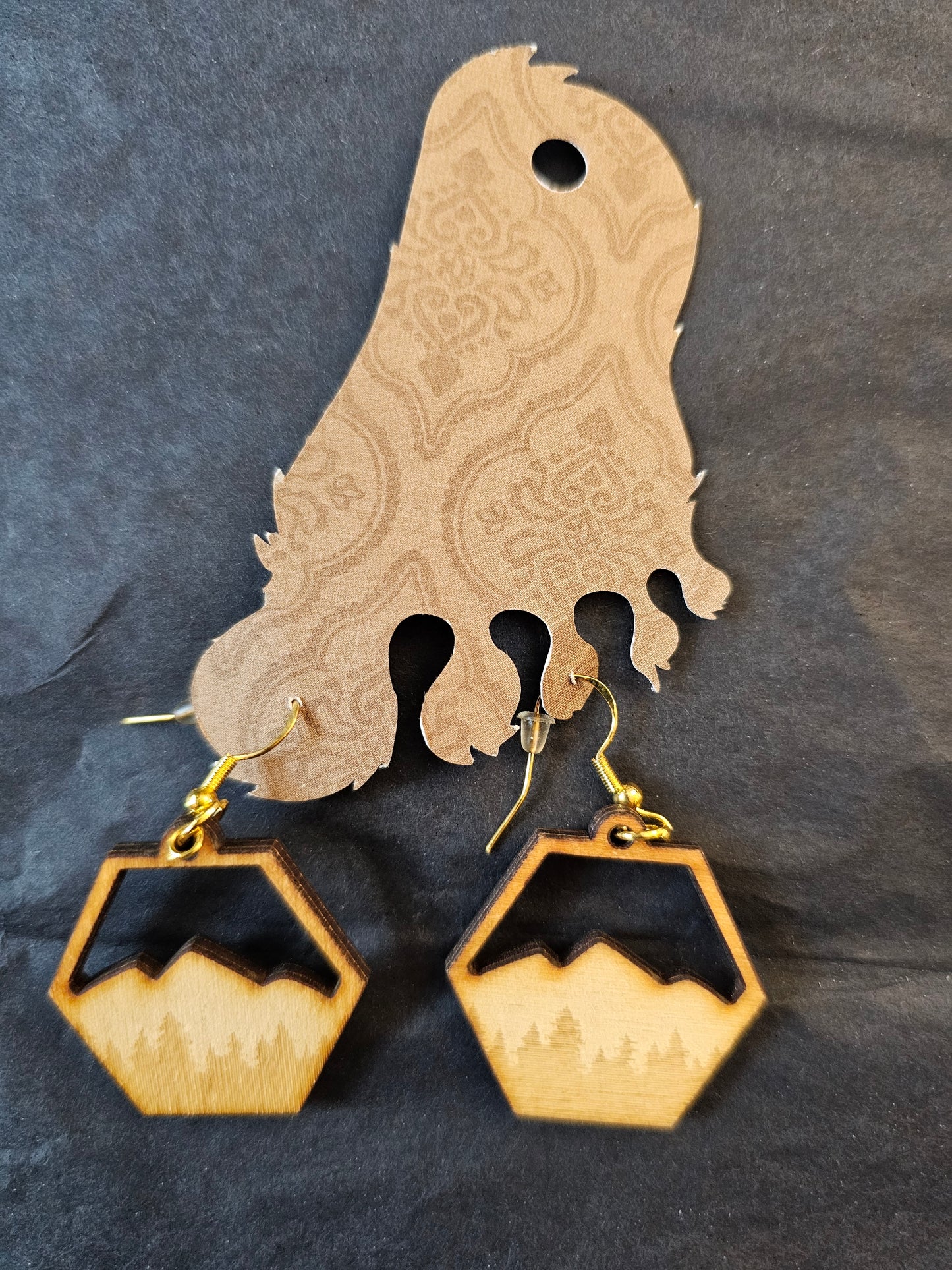 Earrings Light Balsa Wood Lazer Cut