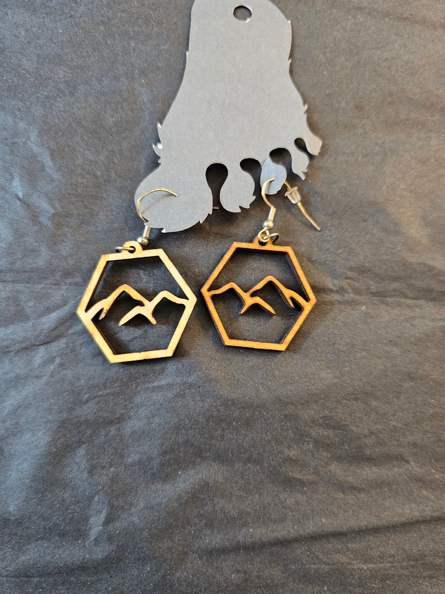 Earrings Light Balsa Wood Lazer Cut