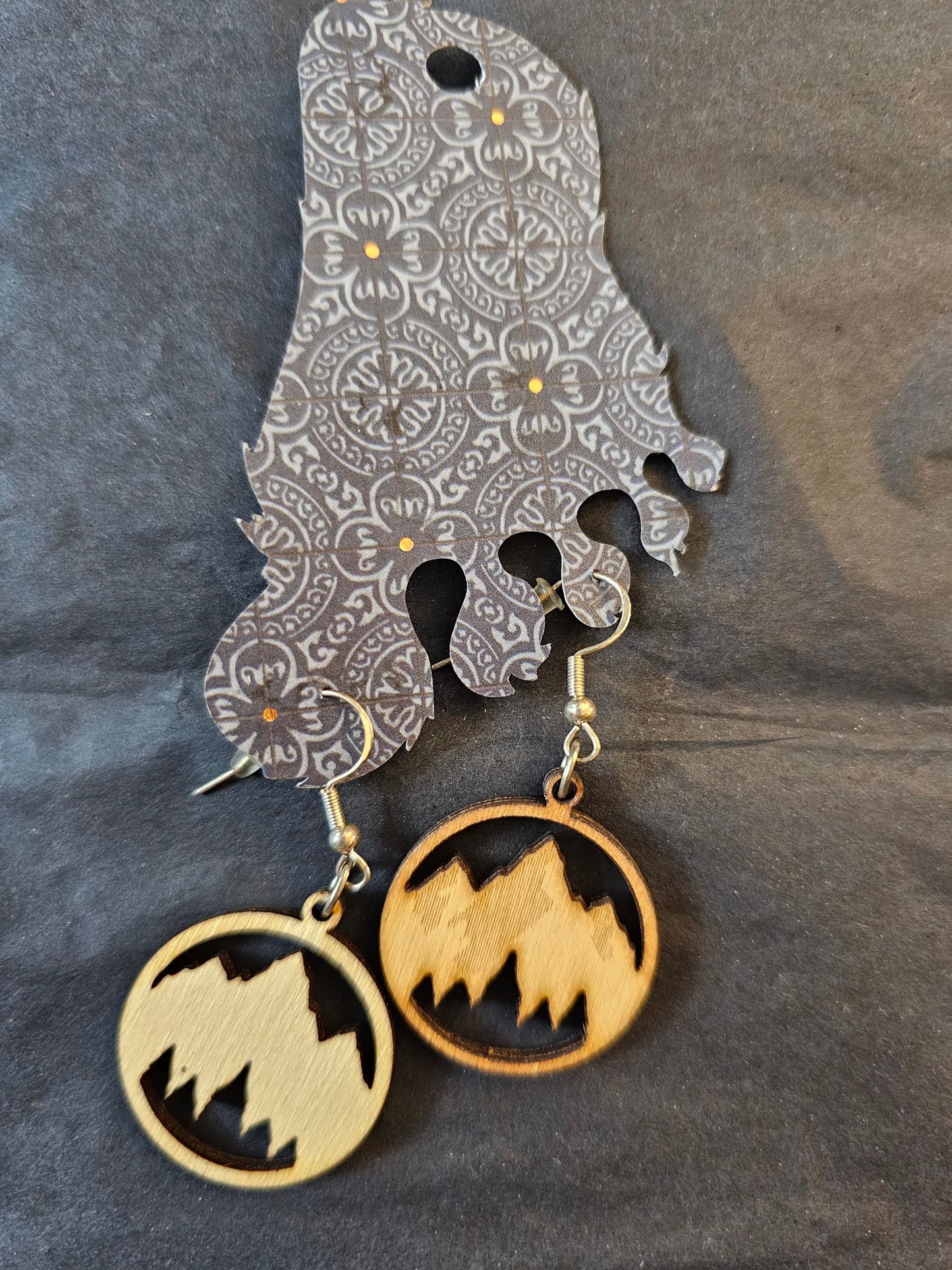 Earrings Light Balsa Wood Lazer Cut