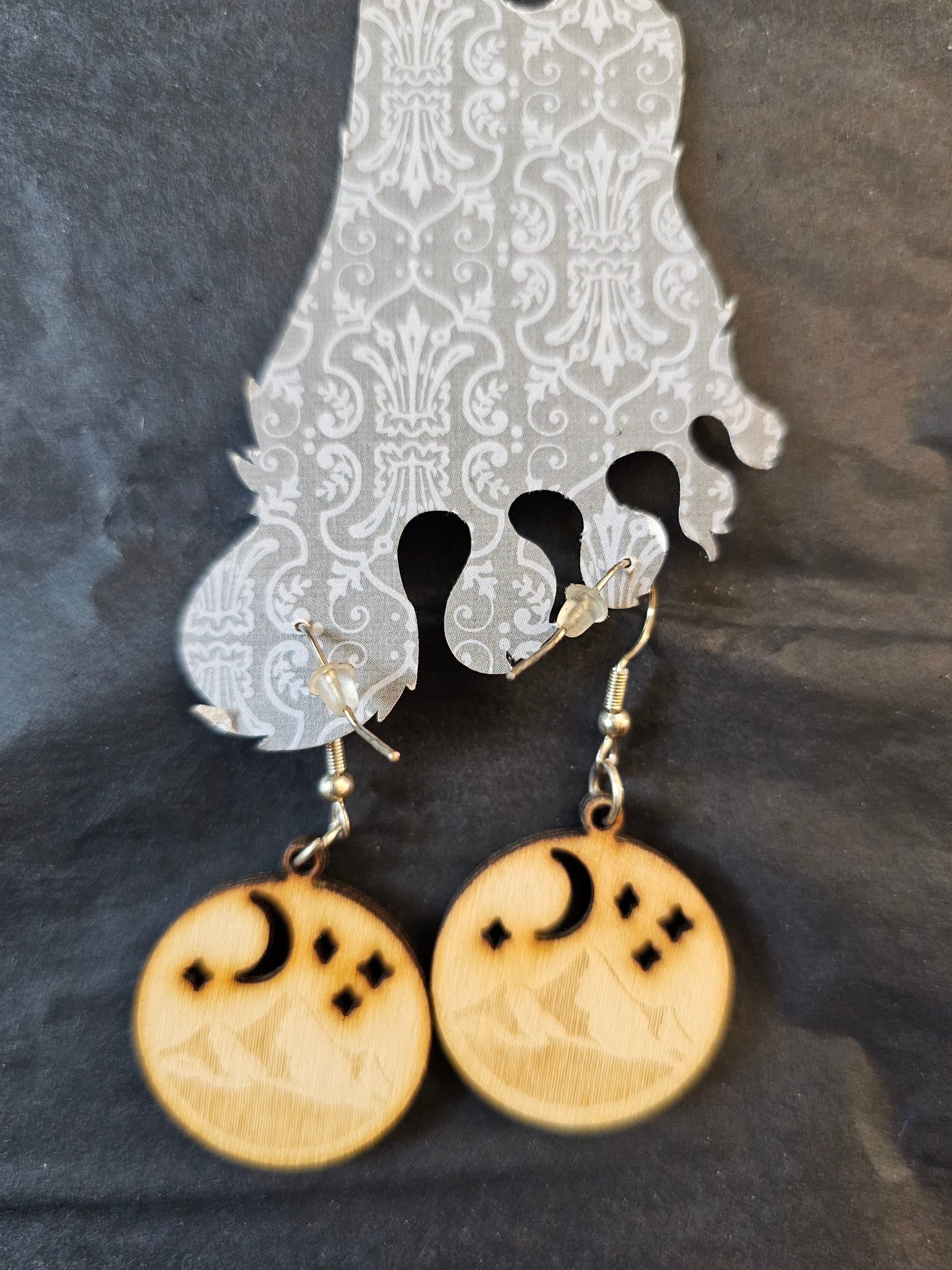 Earrings Light Balsa Wood Lazer Cut