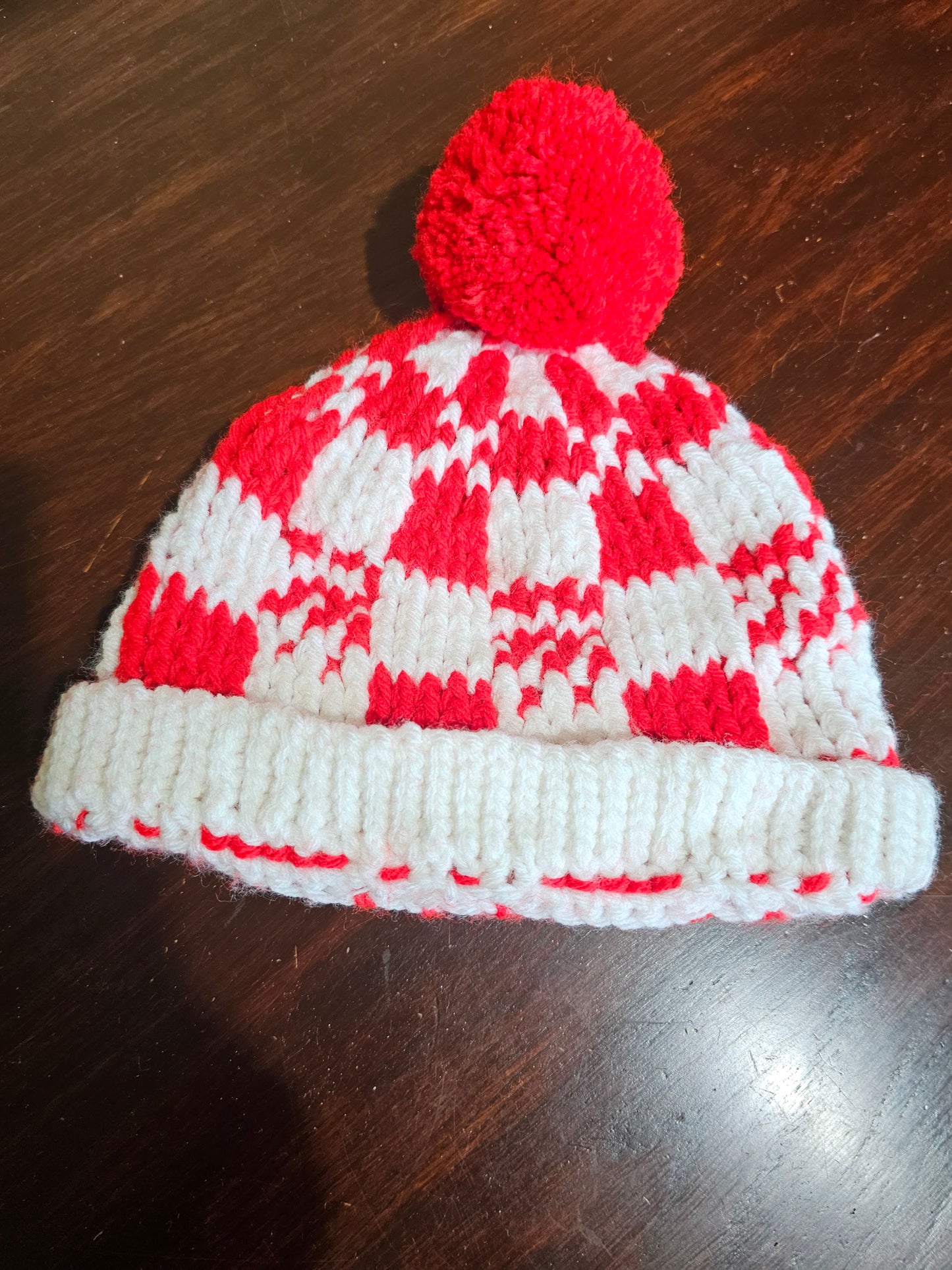 Pom Pom Beanie Mosaic Crochet