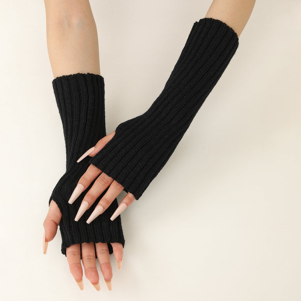 30cm Hot Styles Daily Winter Arm Warmers Go Party Long Sleeve Fingerless Mittens Half Finger Acrylic Gloves Mittens Knit Crochet