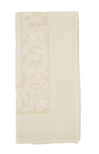 Ecru Jacquard Floral Tablecloth 65" W x 90" L Rectangle Flower Table Cover