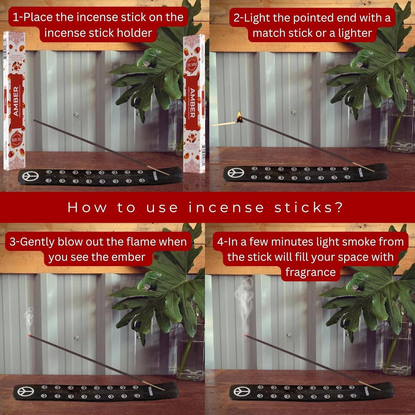 Amber Incense Sticks- 40 Count (Pack of 2)