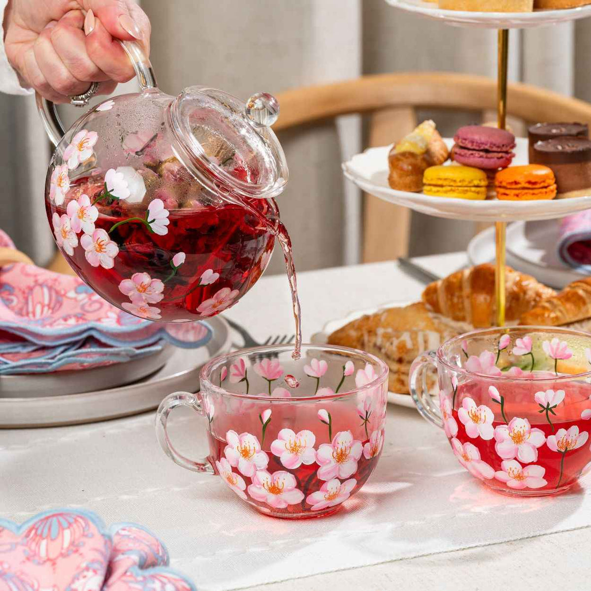 Painted Cherry Blossom Tea Pot