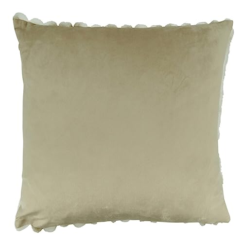 Striped Faux Fur Decorative Filled Throw Pillow 18" W x 18" L – Black Plush Cushion for Couch, Bedroom, Living Room and Office Décor