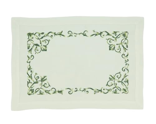 Embroidered Floral Scroll Placemats 14" W x 20" L, Set of 4 — decorative tabletop piece for home entertaining home styling accent