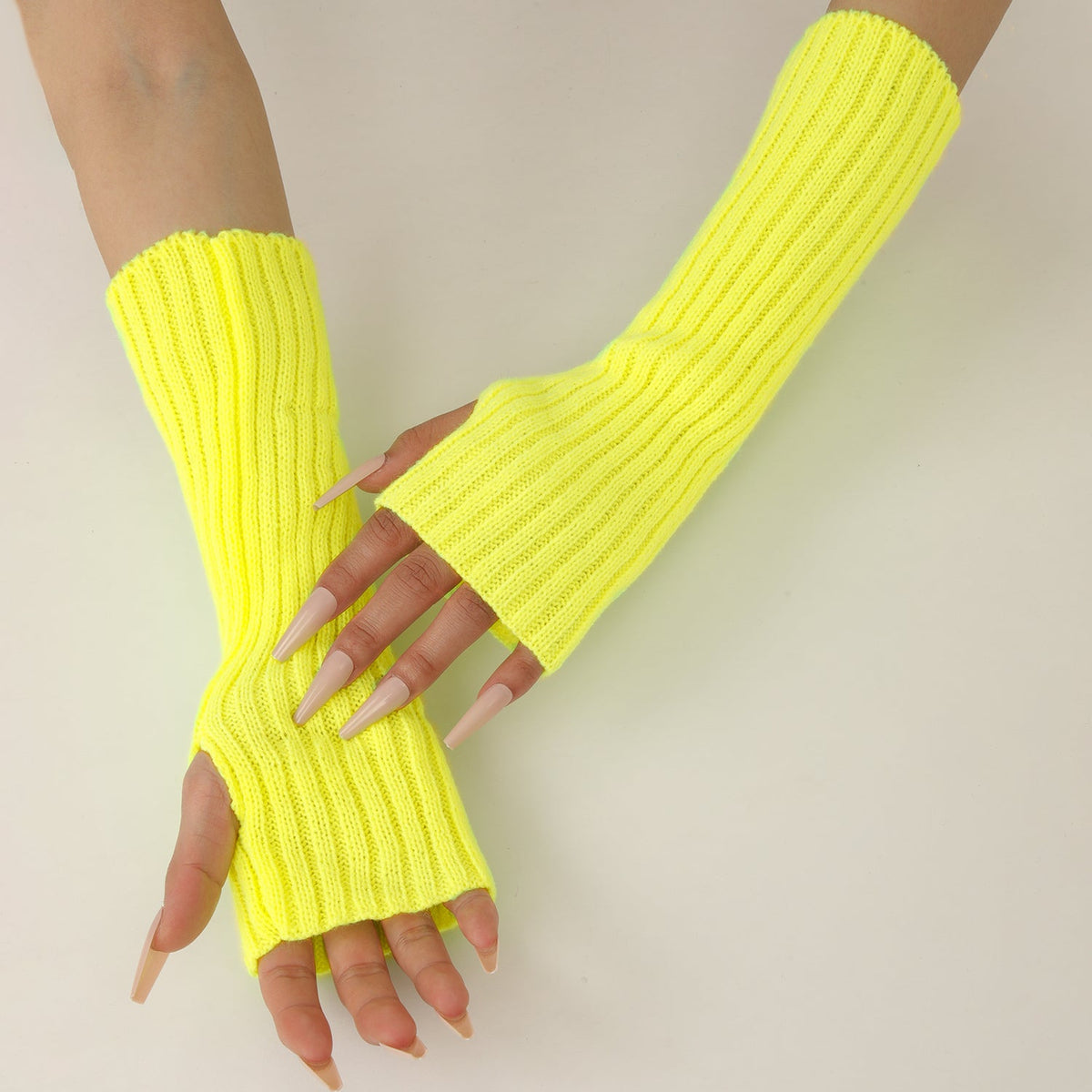 30cm Hot Styles Daily Winter Arm Warmers Go Party Long Sleeve Fingerless Mittens Half Finger Acrylic Gloves Mittens Knit Crochet