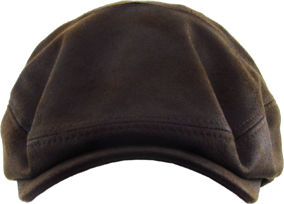 Faux Leather Ascot Ivy Newsboy Hat