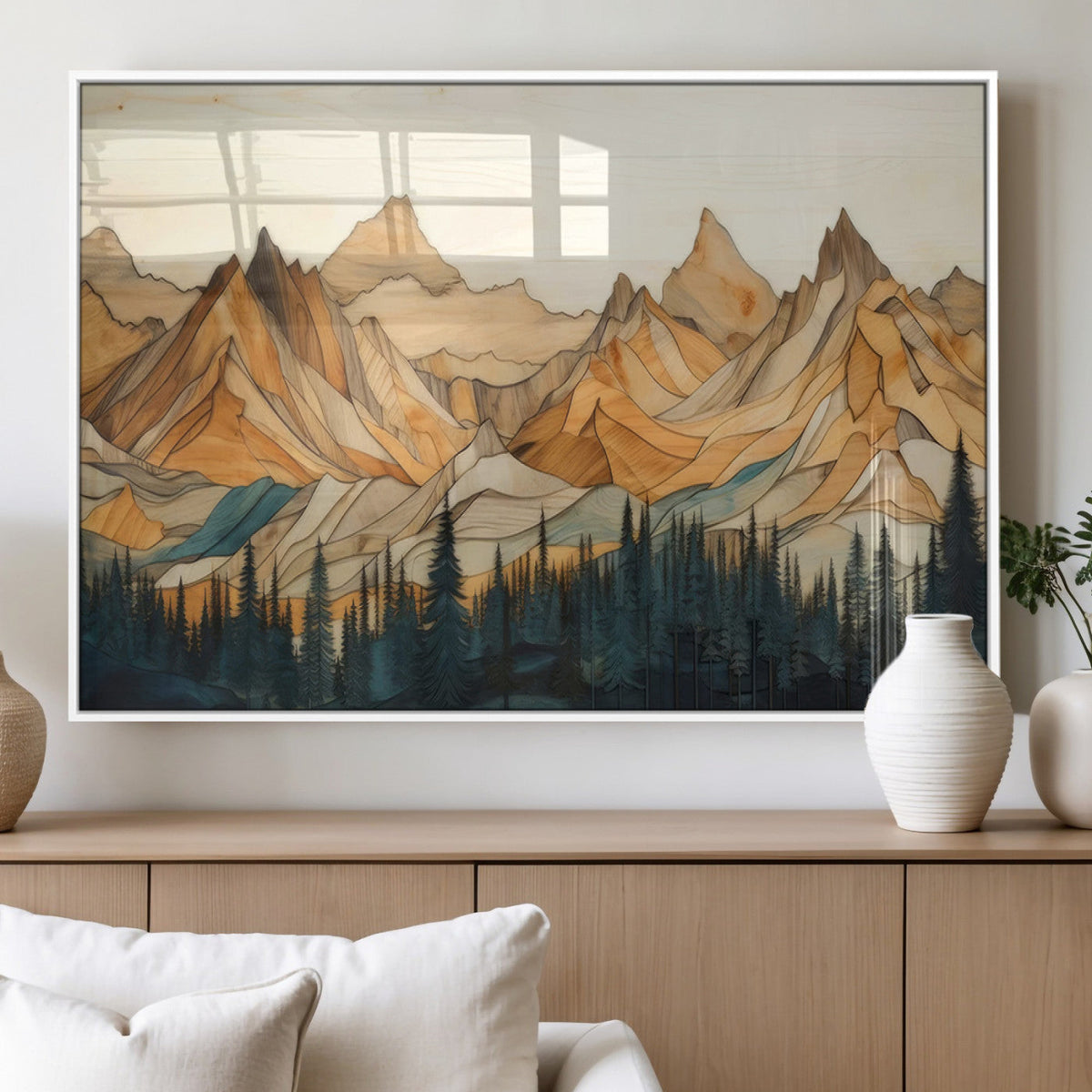 Rustic Wood Mountain Wall Art Print | Triptych Giclee Print