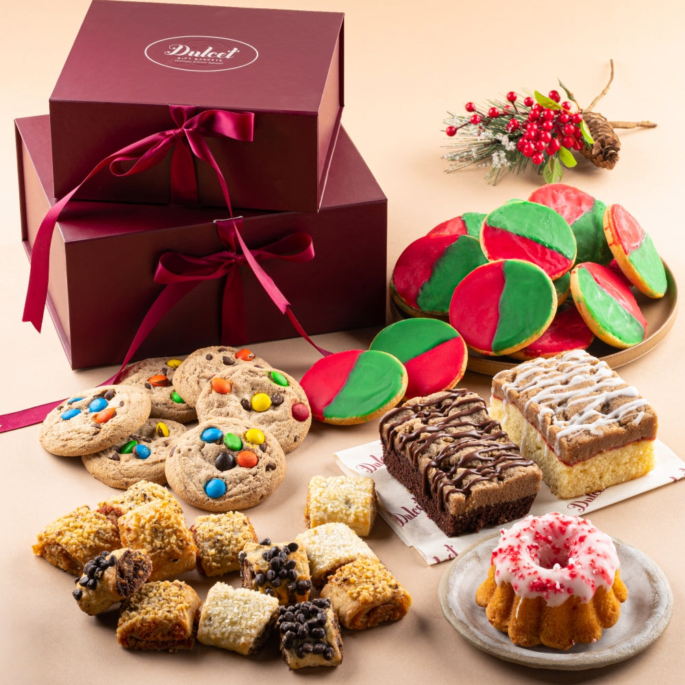 Christmas Sampler Gift Tower, gourmet gift basket for birthdays, holidays and special occasions from Cedar & Spice Gifts