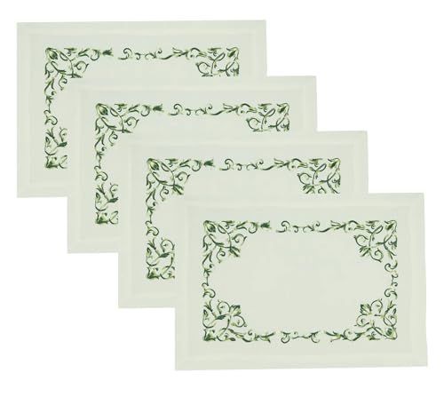 Embroidered Floral Scroll Placemats 14" W x 20" L, Set of 4 — table decor for gatherings holidays and entertaining online gift shop find