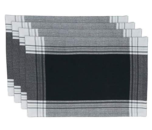 Contemporary Stripe Border Design 100% Cotton Table Placemats 13" W x 19" L, Set of 4 — dining room accent for seasonal table styling