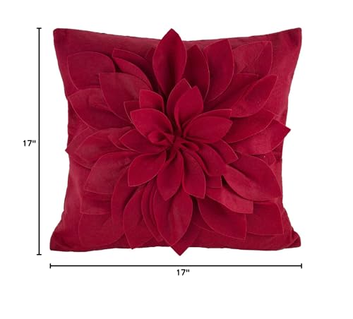 Sara's Garden Petal Decorative Throw Pillow. 17 Inch Square.