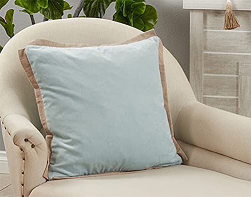 Classic Cotton Velvet Flange Decorative Throw Pillow 20" W x 20" L - Woven Cushion for Home, Couch, Bedroom and Office Décor, soft luxe home decor accent