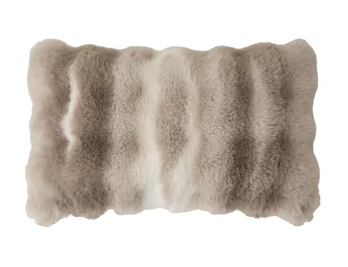 Luxury Faux Fur Decorative Filled Throw Pillow 18" W x 18" L – Ivory Plush Fluffy Cushion for Couch, Bedroom, Living Room and Office Décor