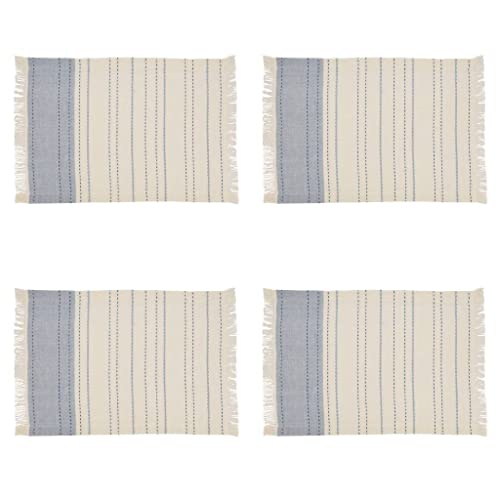 Dobby Striped Cotton Fringe Table Runner 14" W x 72" L — table decor for gatherings holidays and entertaining