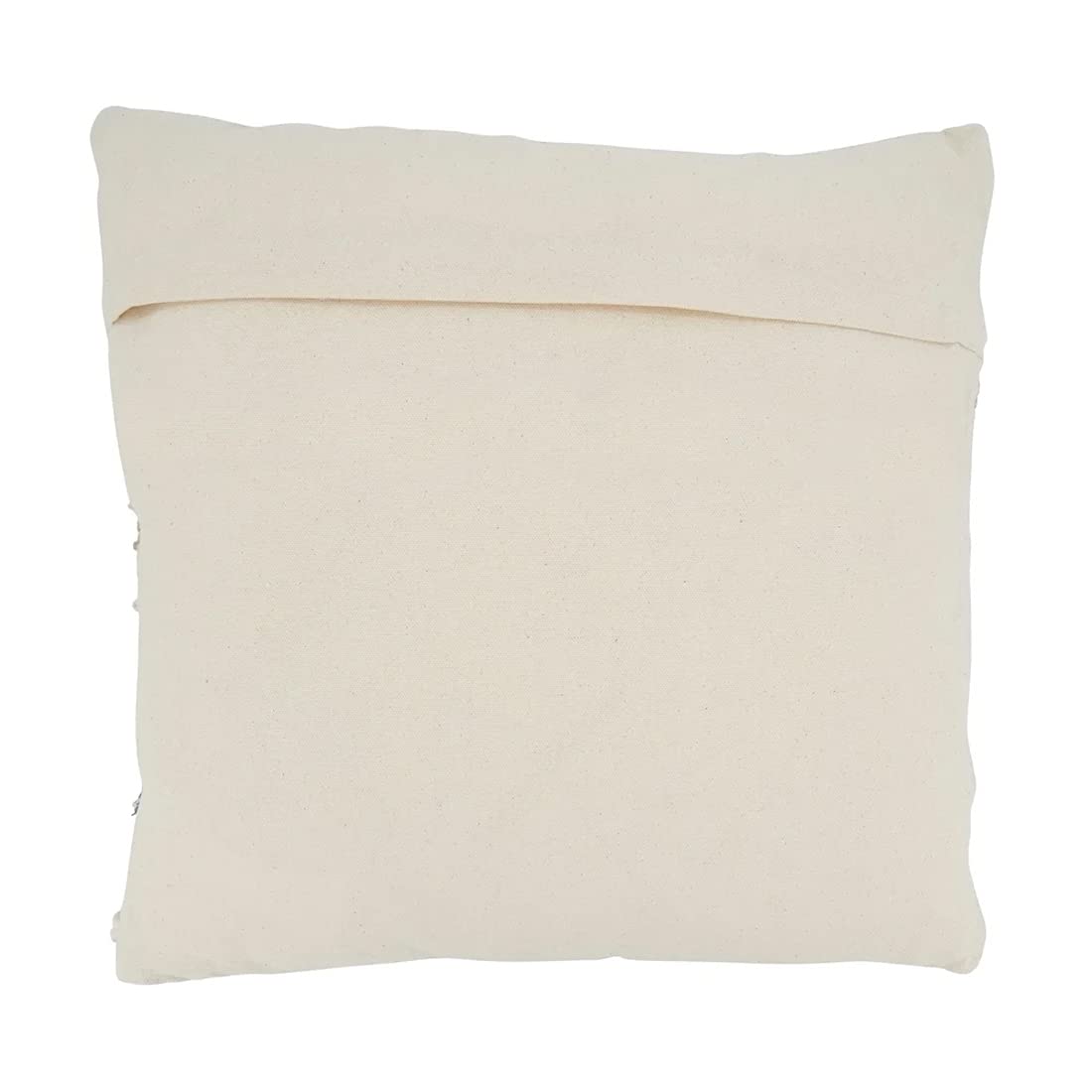 Multi Texture Chindi Cotton Jute Decorative Throw Pillow 18" W x 18" L - Natural Square Cushion for Home, Couch, Living Room, Bedroom, Office and Holiday Décor