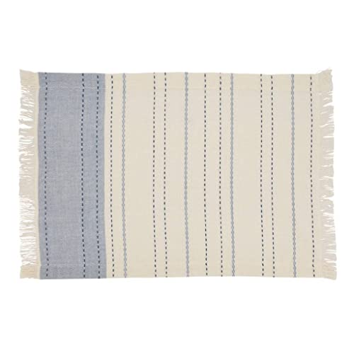 Dobby Striped Cotton Fringe Table Runner 14" W x 72" L — dining room accent for seasonal table styling online gift shop find