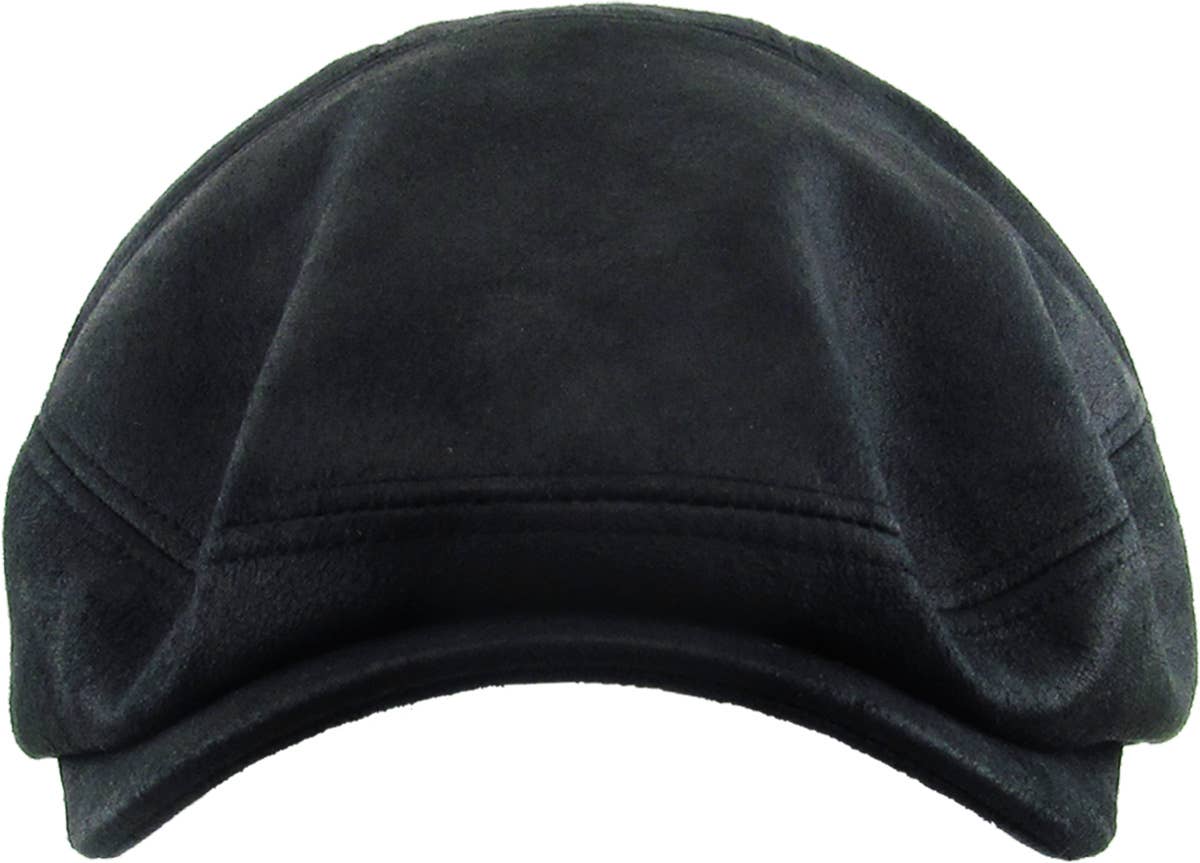 Faux Leather Ascot Ivy Newsboy Hat