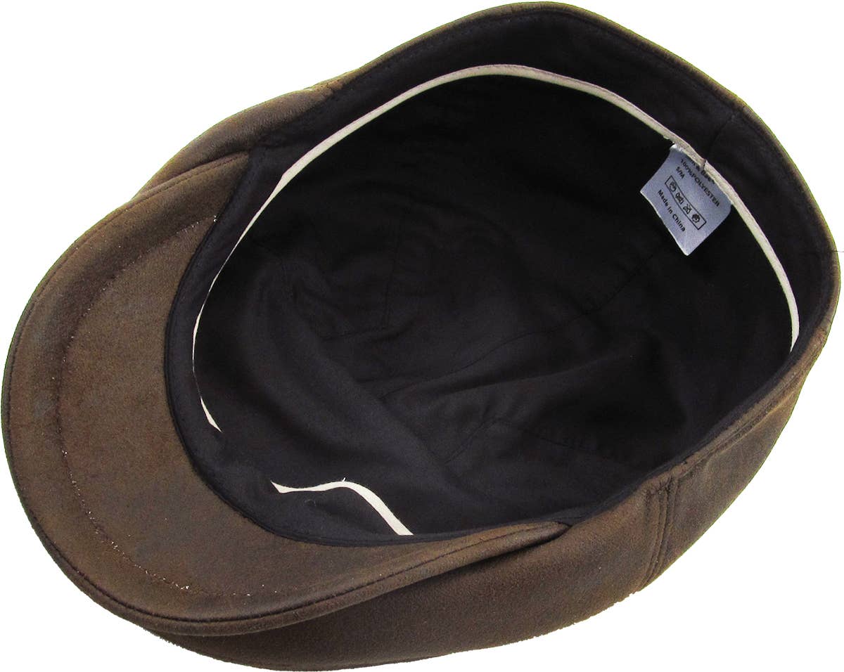 Faux Leather Ascot Ivy Newsboy Hat
