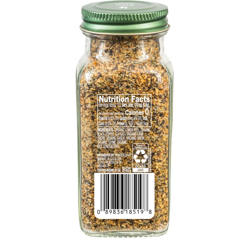 Lemon Peel Black Pepper, Certified Organic, Kosher, 3.17 Oz