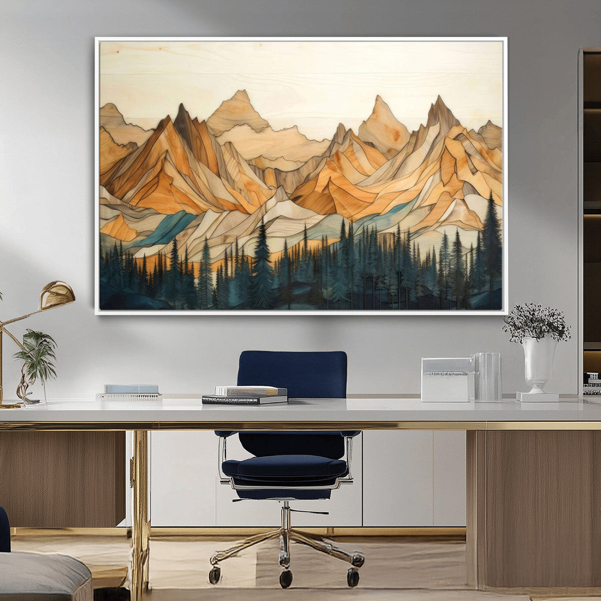 Rustic Wood Mountain Wall Art Print | Triptych Giclee Print