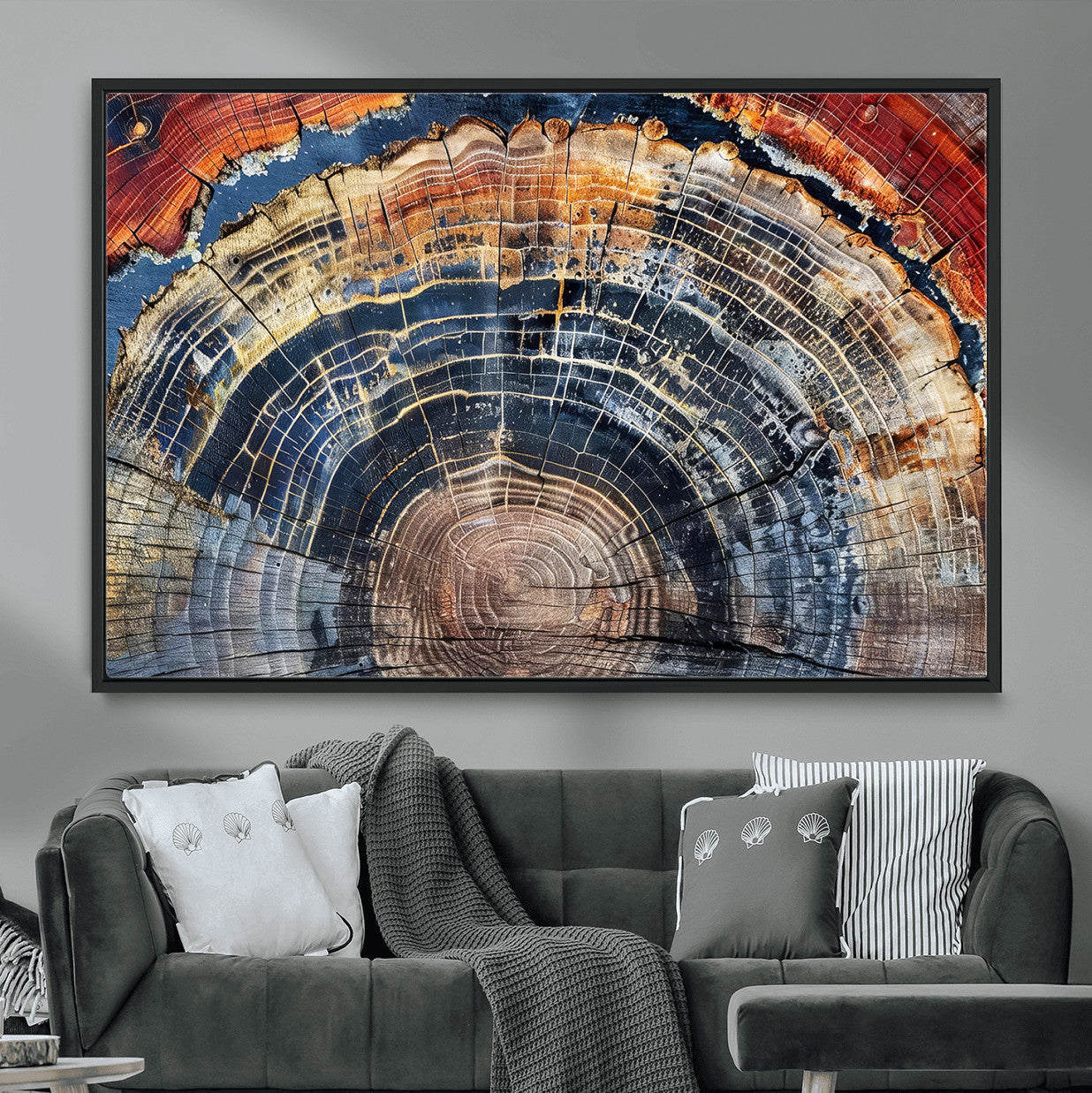 Tree Rings Wall Art Canvas Print – Framed Wood Art Picture