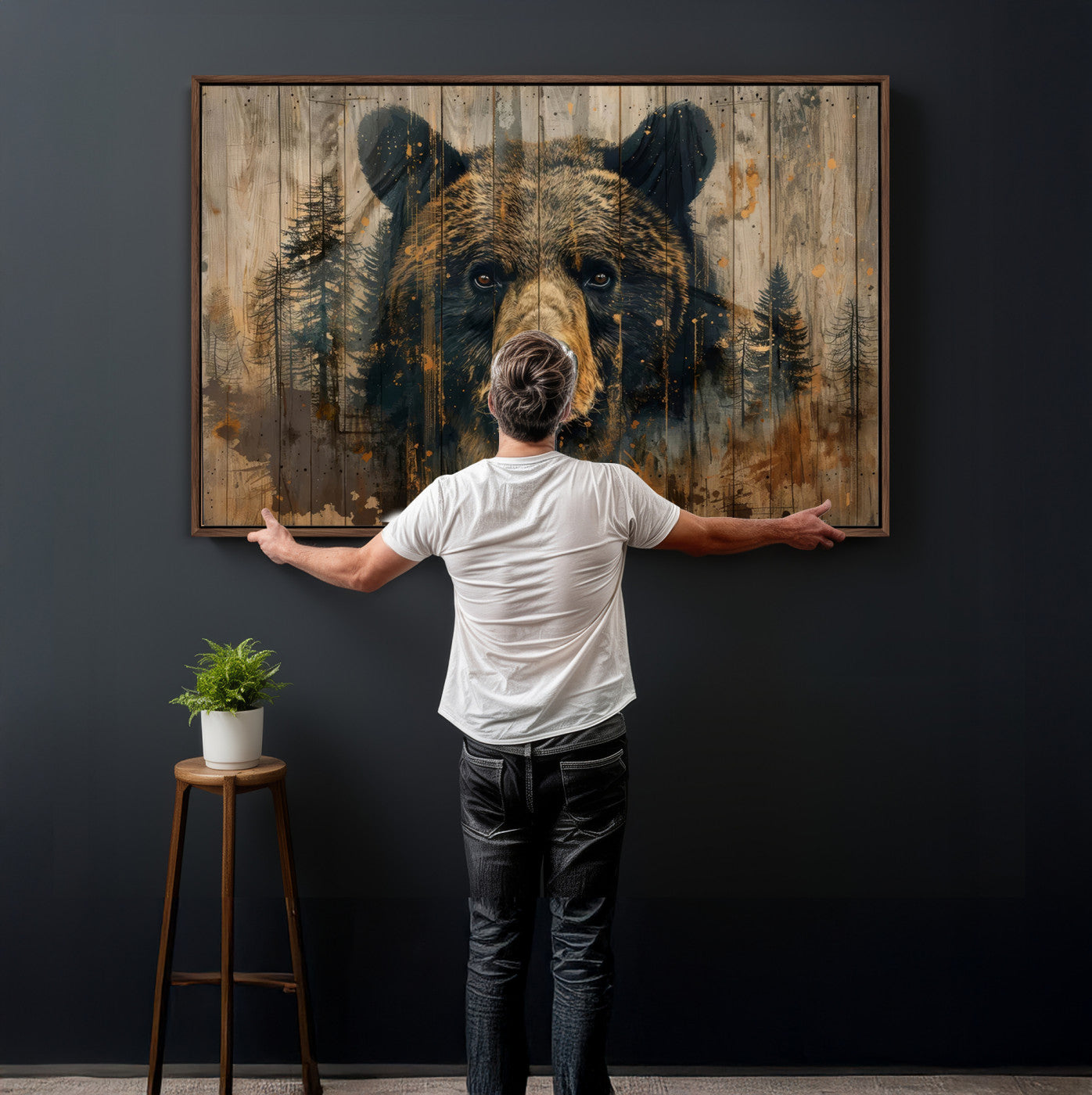Abstract 399 Bear Wall Art | Rustic Cabin Wall Decor with