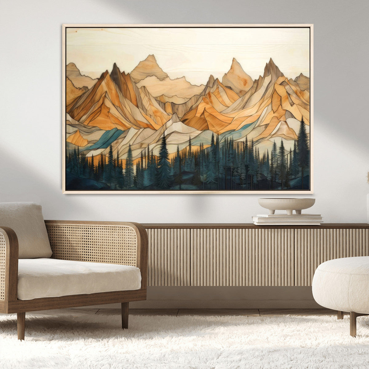 Rustic Wood Mountain Wall Art Print | Triptych Giclee Print