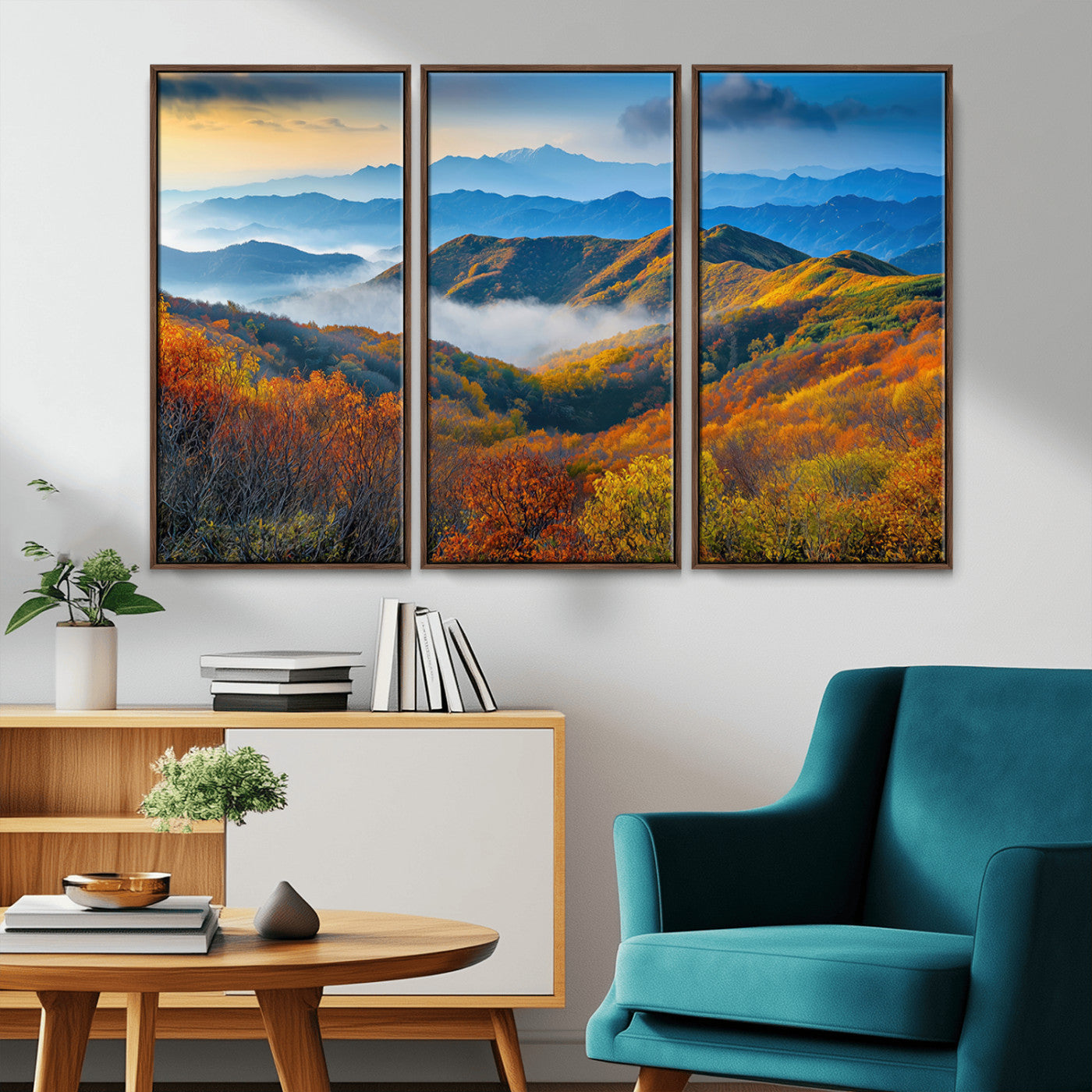 Autumn Mountains Wall Art, Vibrant Fall Foliage Landscape