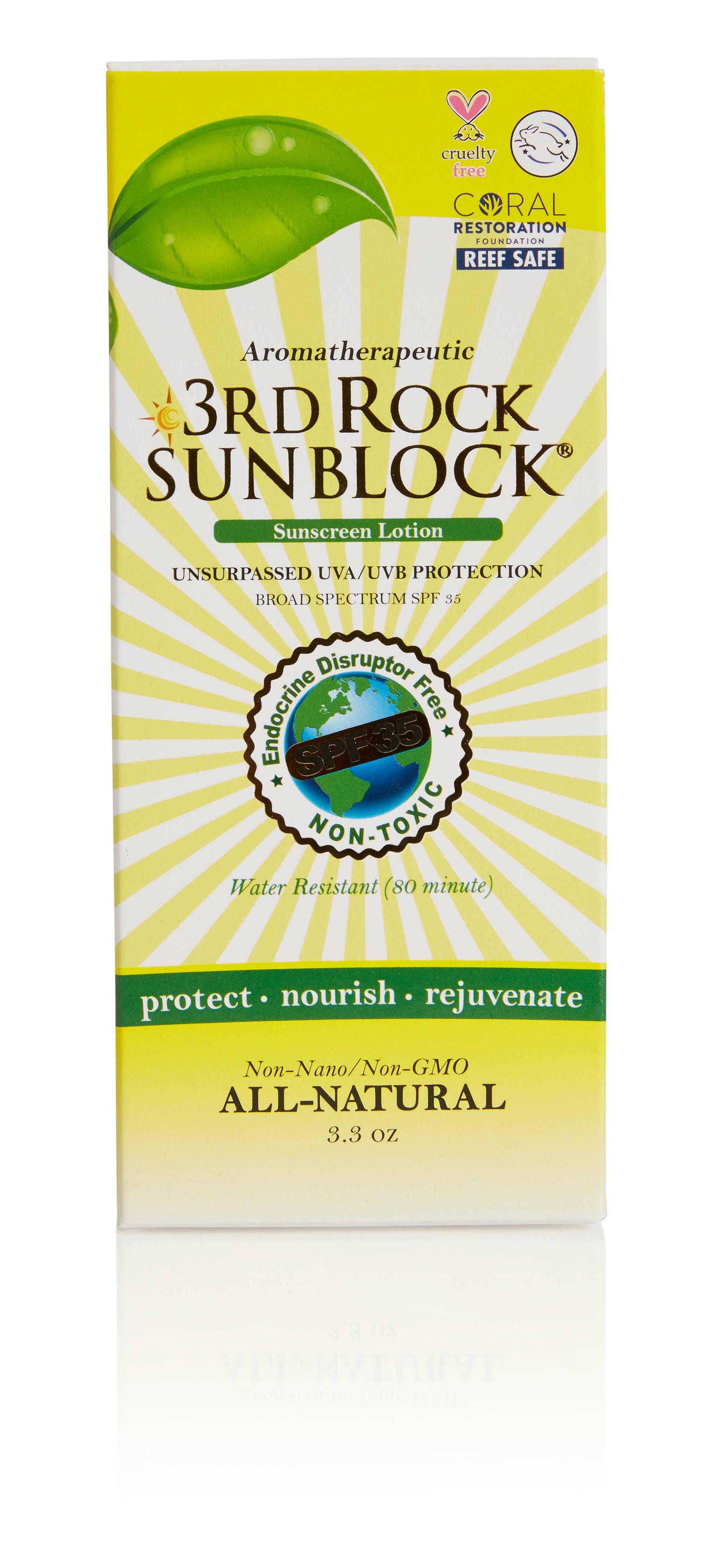3rd Rock Sunblock SPF 35+ – Natural Zinc Sunscreen Lotion | Toxin-Free, Water-Resistant, Aromatherapeutic