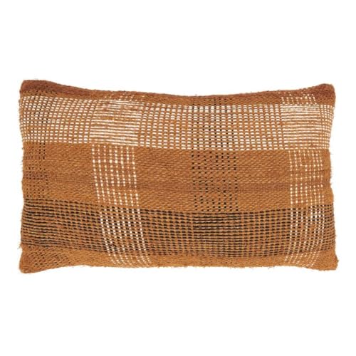 Rust Plaid Throw Pillow Cover 20" W x 20" L - Rustic Charm Cotton Blend Woven Square Cushion Case for Home, Couch, Bedroom, Living Room and Office Décor