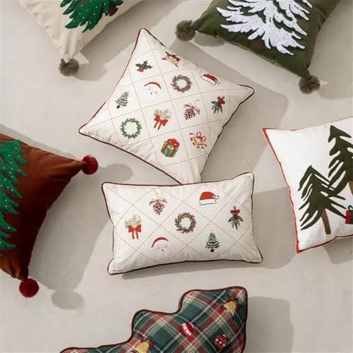 Fennco Styles Christmas Design Velvet Throw Pillow Cover 18" W x 18" L - White Festive Cushion Case for Home, Winter Holidays Décor, and Special Occasions