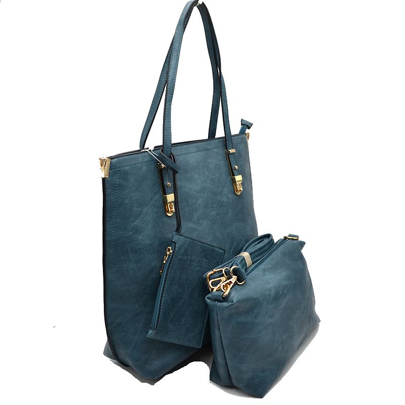 Soft Faux Leather Tote Handbag With Wallet